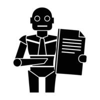 Reliable security assistant scanning documents line art silhouette isolated on white background design vector