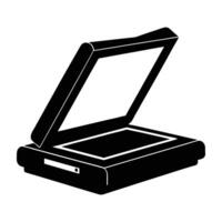 Advanced document scanner with compact design powered by AI silhouette clearly isolated on white background vector