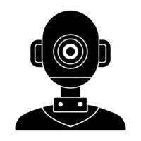 AI powered facial recognition camera with white background silhouette sharply isolated on white background vector