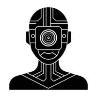 Advanced facial recognition camera powered by AI with white background silhouette clearly isolated on white background vector