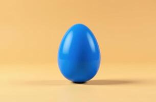 Bright blue Easter egg on a warm beige background, bold and festive theme photo
