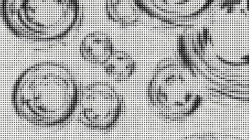 Objects in motion appearing to fly in halftone animation video
