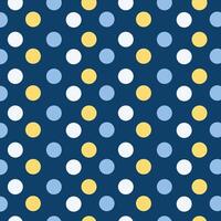 Seamless geometric pattern with polka dots on a blue background. Simple geometric shapes. illustration vector