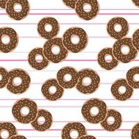 Seamless pattern with chocolate donuts on a white background. vector