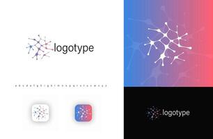 Abstract neural network logo, representing artificial intelligence, technology, and data connection. Ideal for AI companies, biotech, and digital startups. Modern logo vector