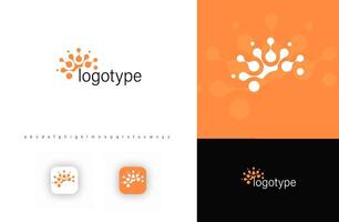 Brain symbol in fusion dots style symbolizing science, tech, innovation. Represents digital networks, biotech, data analysis. Perfect for tech, research labs, medical firms. Modern logo vector