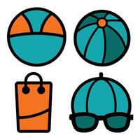Collection of Beach Items Icons vector