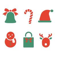 Christmas Icons or design element with flat style duo tone. bundle set. Isolated on white background vector
