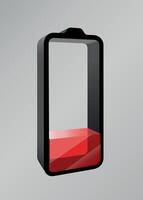 Electric battery with red charge level on white background vector