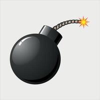 color icon of bomb for cannon with fuse isolated on white background vector