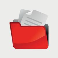 colorful red icon of computer folder with documents on white background vector