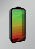 Electric battery with full charge level on white background vector