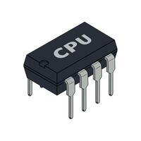gray computer microprocessor chip CPU on white background vector