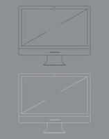linear white icon of laptop with diagonal isolated on grey background vector