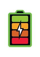 colored battery icon with charge indicator isolated on white background vector