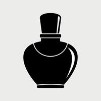 black and white perfume bottle jar icon on white background vector