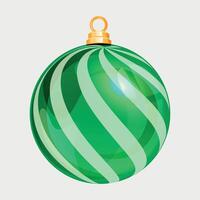 green new year christmas glass ball on tree with line pattern on white background vector