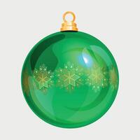 green new year christmas glass ball on tree with line pattern isolated vector