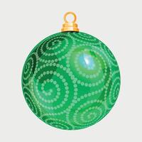 green new year christmas glass ball on tree with dotted pattern on white background vector