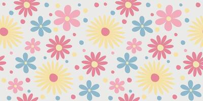 Summer pattern with flowers in pastel colors on a light background vector