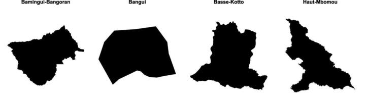 Bamingui Bangoran, Bangui, Basse Kotto, Haut Mbomou outline maps vector