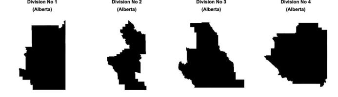 Division No 1, Division No 2, Division No 3, Division No 4 outline maps vector