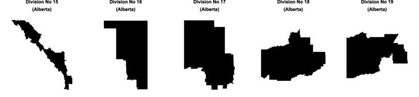 Division No 15, Division No 16, Division No 17, Division No 18, Division No 19 outline maps vector
