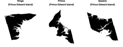 Kings, Prince, Queens outline maps vector
