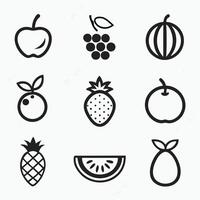 Contemporary Fruit Illustrations Featuring Simple Black and White Lines vector
