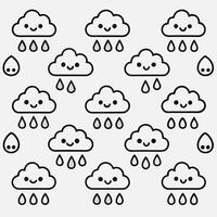 Cute and Playful Rain Cloud Illustration with a Repeating Motif vector