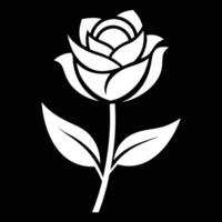 White Rose Silhouette on Black Background with Stark Contrast vector