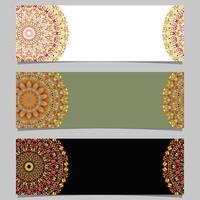 Stone mandala banner template set - colorful abstract graphics vector
