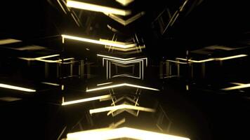 Light Yellow Neon Corridor With Glowing Frames Background VJ Loop I 4K video