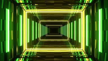 Green and Yellow Strobe Neon Hallway With Checkerboard Texture Background VJ Loop I 4K video