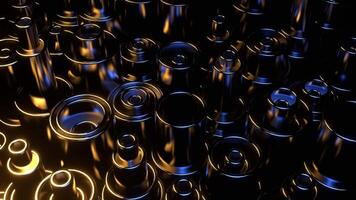 Gold and Light Blue Metallic Moving Abstract Cylinders Background VJ Loop I 4K video