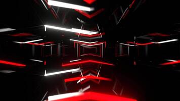 Red and White Neon Corridor With Glowing Frames Background VJ Loop I 4K video