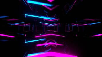 Cyan and Pink Neon Corridor With Glowing Frames Background VJ Loop I 4K video