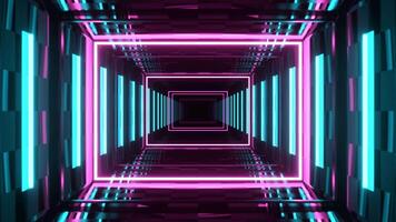Cyan and Pink Strobe Neon Hallway With Checkerboard Texture Background VJ Loop I 4K video