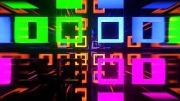 Multicolor Strobe Abstract Tunnel Of Neon Squares Background VJ Loop I 4K video