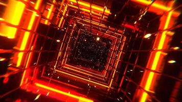 Orange and Red Mesh Square Neon Portal Background VJ Loop I 4K video