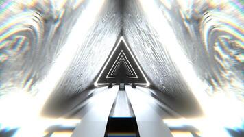 White Triangular Alien Neon Corridor Background VJ Loop I 4K video
