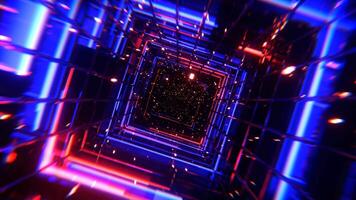 Deep Blue and Red Mesh Square Neon Portal Background VJ Loop I 4K video