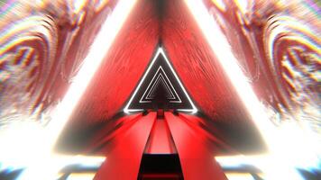 Red and White Triangular Alien Neon Corridor Background VJ Loop I 4K video