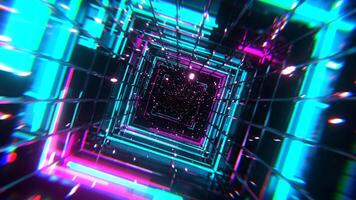 Cyan and Pink Mesh Square Neon Portal Background VJ Loop I 4K video