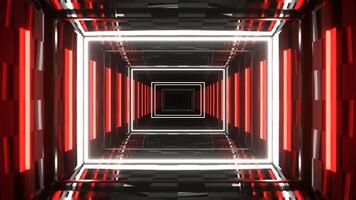Red and White Neon Hallway With Checkerboard Texture Background VJ Loop I 4K video