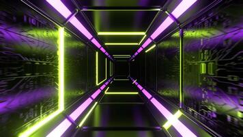 Purple and Light Green Neon Strobe Texture Chip Corridor Background VJ Loop I 4K video