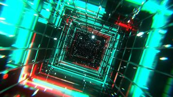 Turquoise and Red Mesh Square Neon Portal Background VJ Loop I 4K video