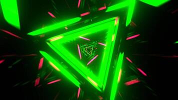 Green and Pink Dynamic Strobe Triangle Tunnel Background VJ Loop I 4K video