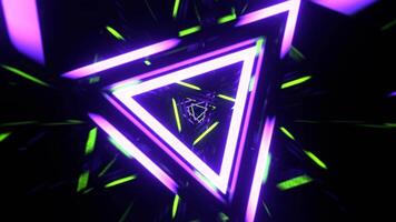 Purple and Light Green Dynamic Strobe Triangle Tunnel Background VJ Loop I 4K video
