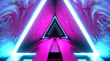 Blue and Pink Cyberpunk Triangular Alien Neon Corridor Background VJ Loop I 4K video